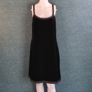 Robbie Bee Black Velvet Dress With Beaded Trim